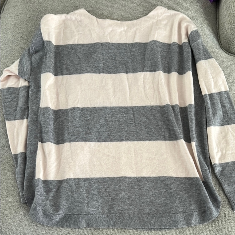 Gray and pink Striped Crew Neck Sweater - Picture 6 of 10